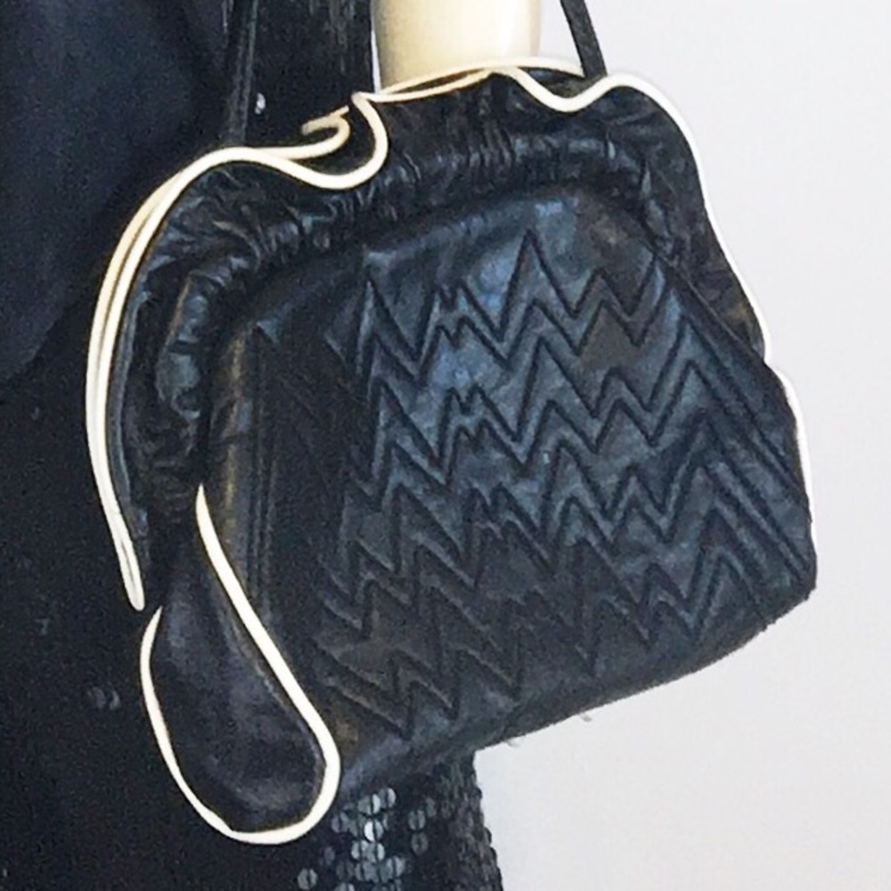 Vintage Black Quilted Leather Clutch